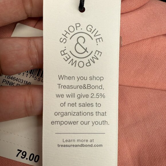 NWT Women's TREASURE & BOND Relaxed‎ Tee Sheath Dress Pink Rosette | Size M - Picture 12 of 12